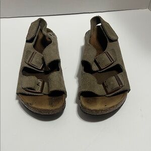Birkenstock Kids Taupe Leather Strap Cork Footbed Sandals Size 33 EU 2-2.5 US‎